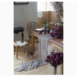 2 pack - Wedding Dining Tablecloth Cheesecloth Table Runner Light Silver